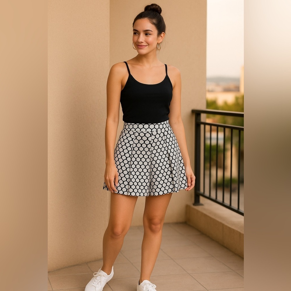 Michael Kors Black and Gray Polka Dot Skirt